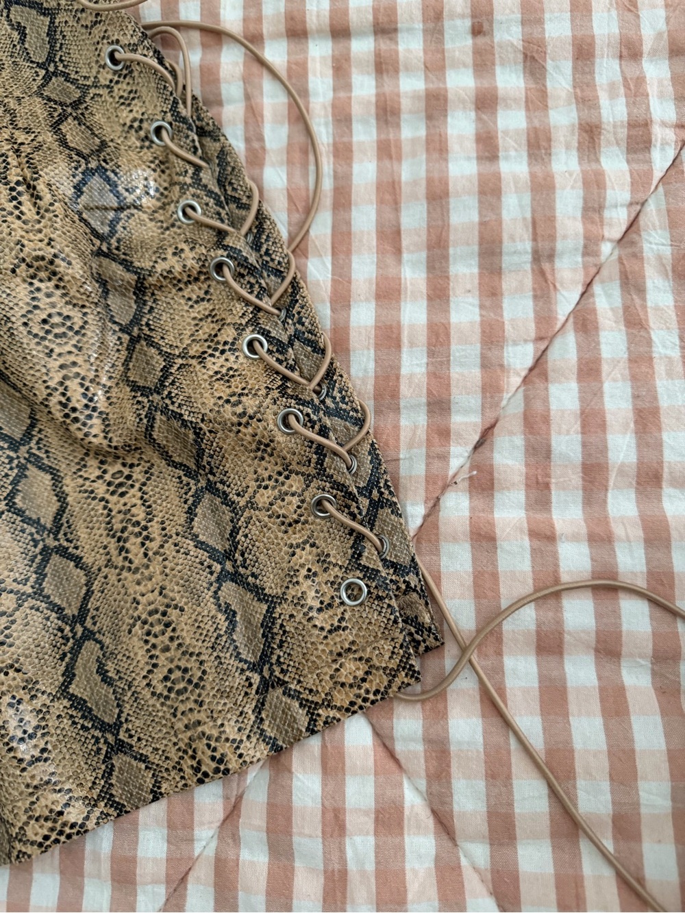 PrettyLittleThing Blue Floral Mini Skirt & Brown Snake-Print Mini - Picture 3 of 4